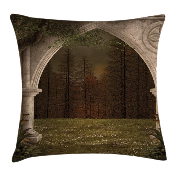 East Urban Home Kissenbezug, RetroBogen in Garten, gotisch, Beige Grün